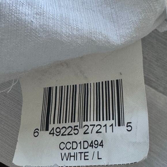 BCBG MAXAZARIA White Linen Neutral Embellishments Tank Top Blouse Women’s Sz L - Picture 8 of 9